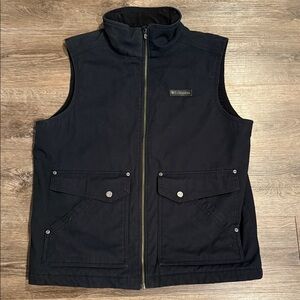 Columbia Men's Black Canvas Fleece Lined Vest Size M